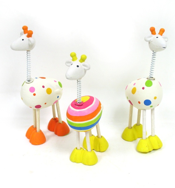 GIRAFFE m.WACKELKOPF 18cm Keramik handbemalt bunt